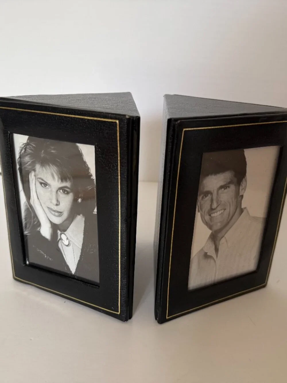 PHOTO BOOKENDS vintage leather